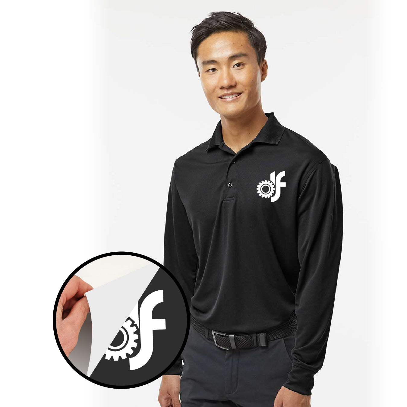 Polo Manga Larga con DTF – Hombre