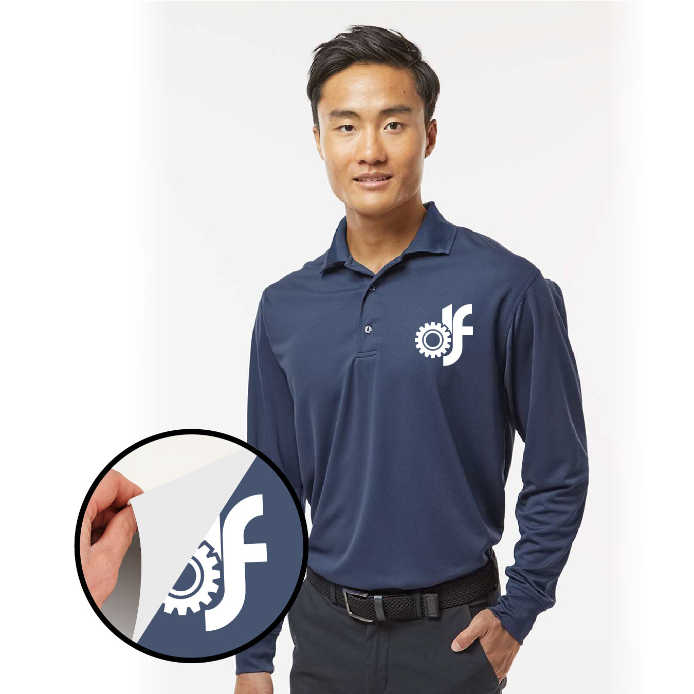 Polo Manga Larga con DTF – Hombre