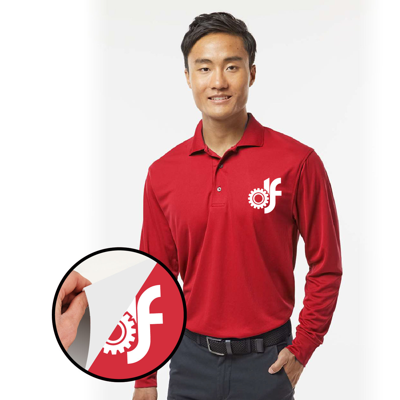 Polo Manga Larga con DTF – Hombre