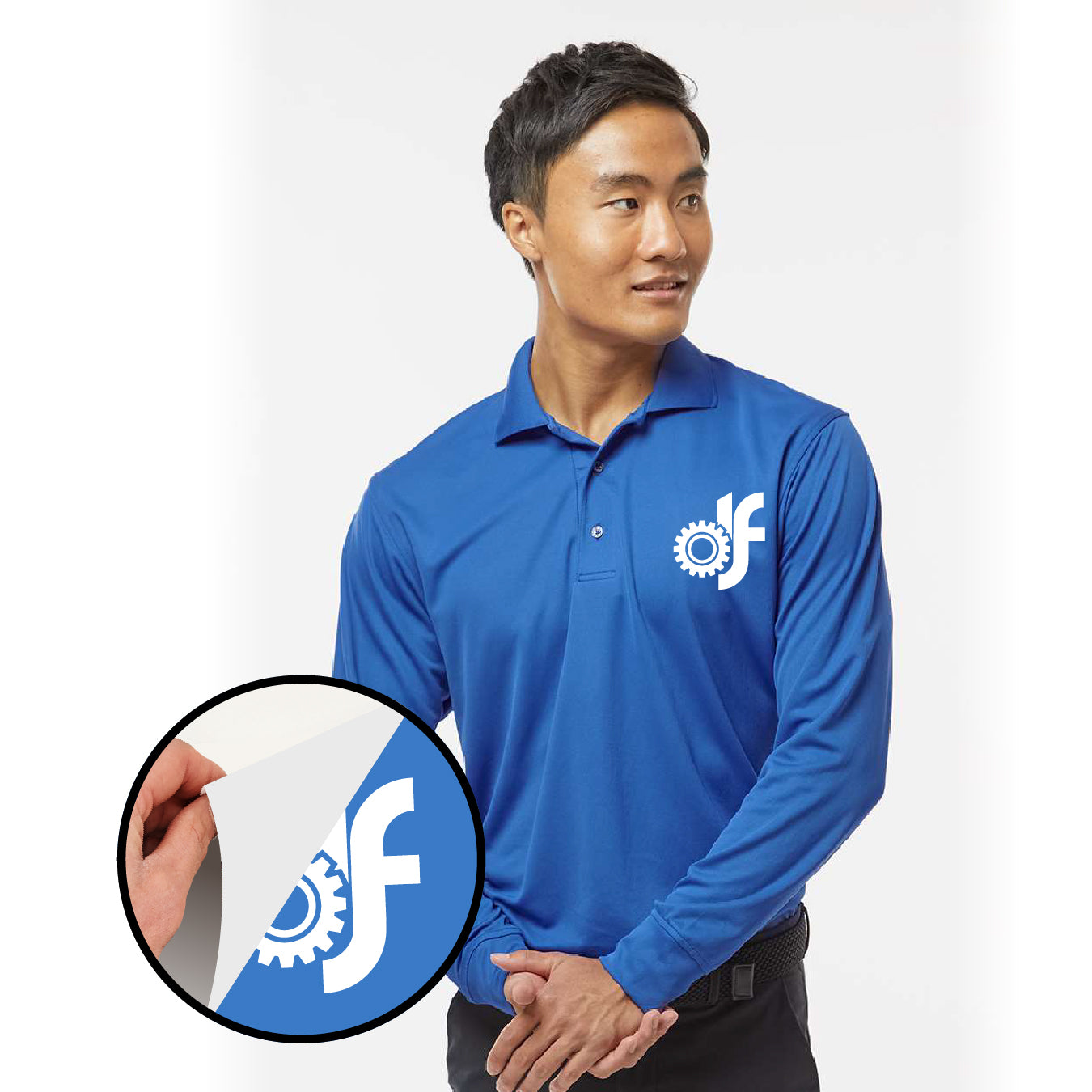 Polo Manga Larga con DTF – Hombre