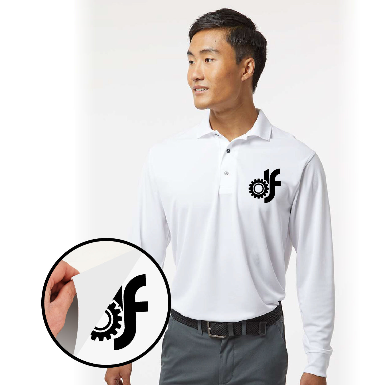 Polo Manga Larga con DTF – Hombre